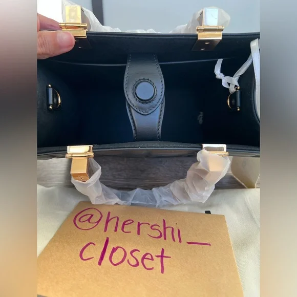 NEW Authentic Fendi Vitello Small Zucca Sunshine Tote Leather Black - Picture 12 of 13